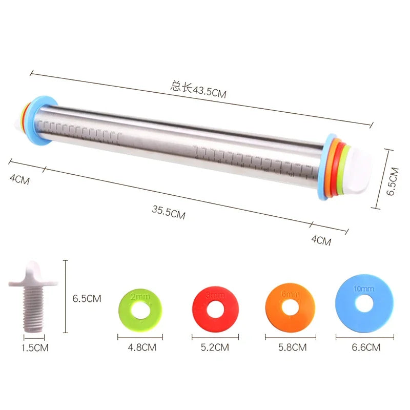 Adjustable Rolling Pin & Non-Stick Silicone Baking Mat Set