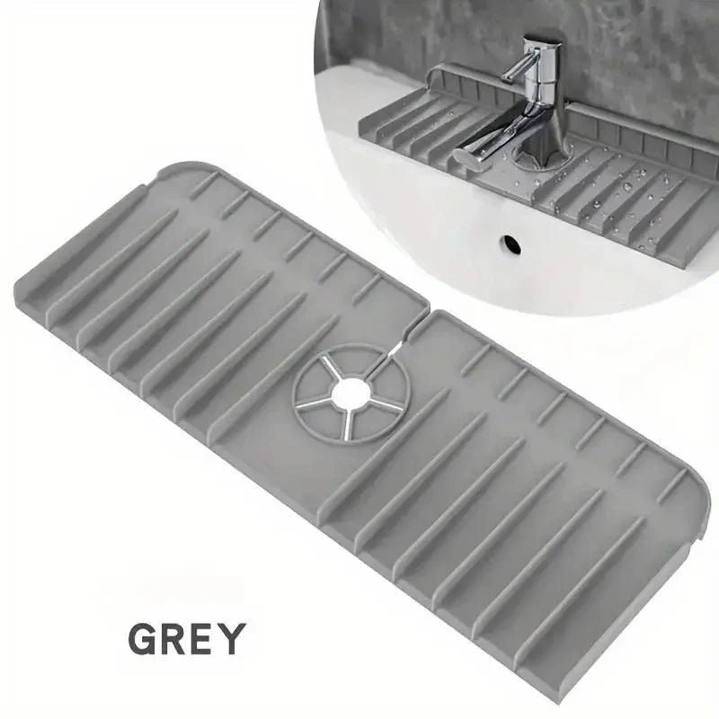 Silicone Faucet Mat – Fast-Drain Sink Splash Guard & Drying Tray