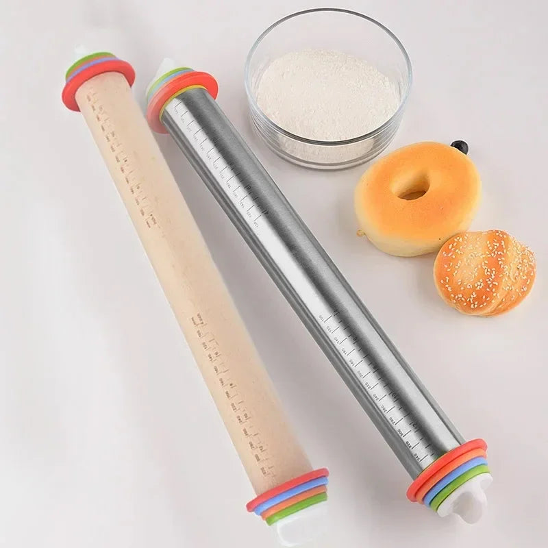 Adjustable Rolling Pin & Non-Stick Silicone Baking Mat Set