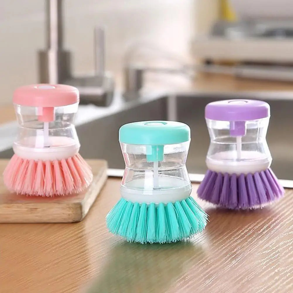 Soap Dispensing Dish Brush – Refillable Kitchen Scrubber