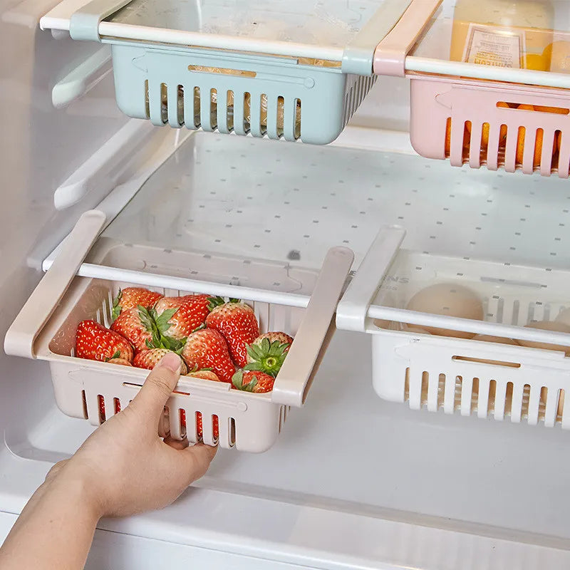 Expandable Refrigerator Storage Drawer – Hanging Fridge Organizer Bin
