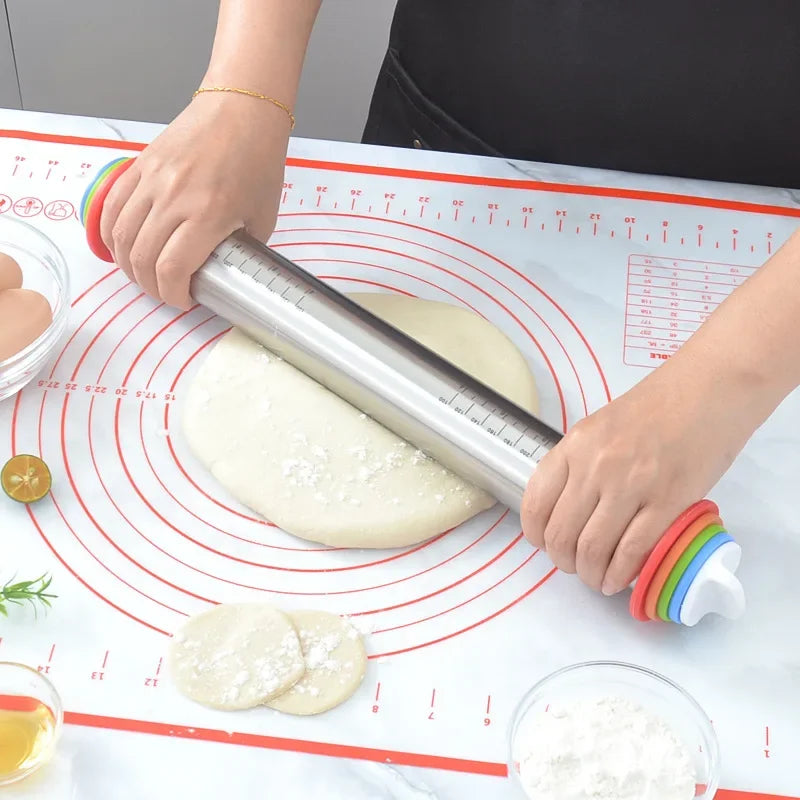 Adjustable Rolling Pin & Non-Stick Silicone Baking Mat Set