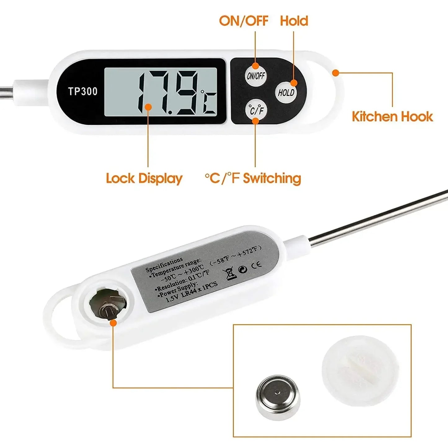 Digital Kitchen Thermometer – Instant Read Food & Meat Temperature Probe