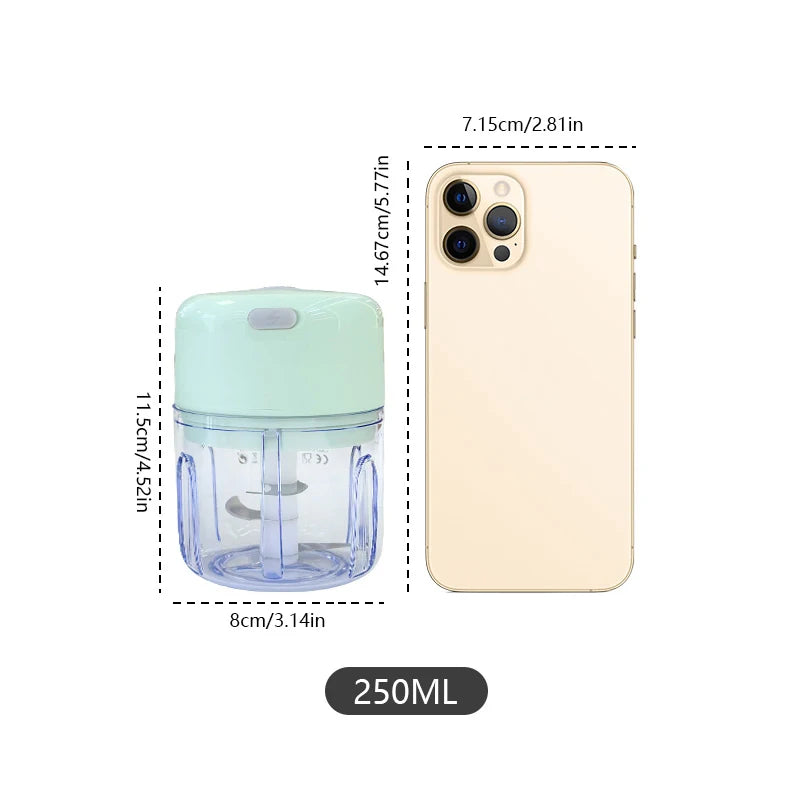 Mini Rechargeable Garlic Chopper & Meat Grinder – 250ml Electric Food Processor