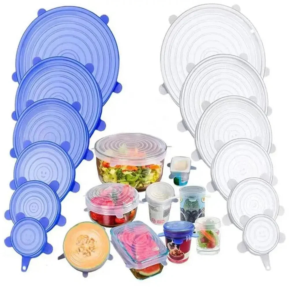 Reusable Silicone Stretch Lids – Airtight Food Covers Set of 6