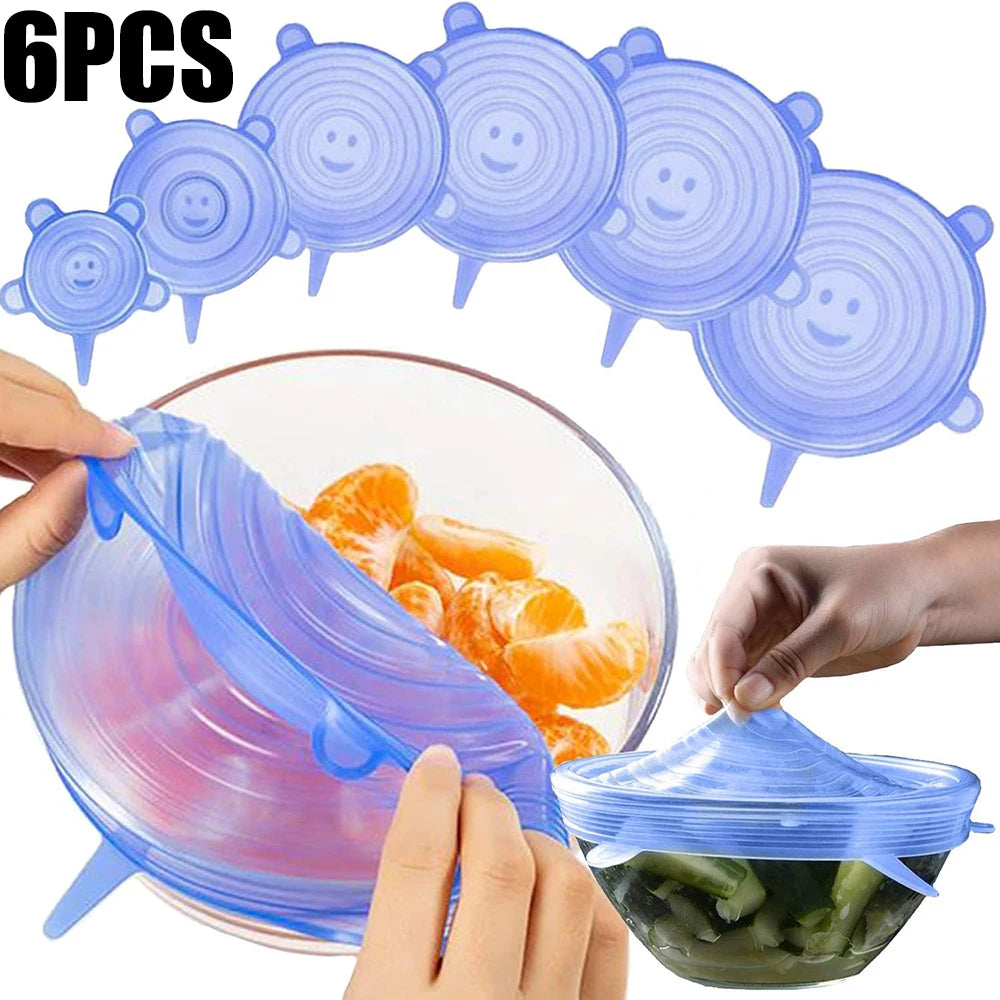 Reusable Silicone Stretch Lids – Airtight Food Covers Set of 6