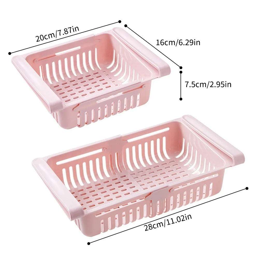 Expandable Refrigerator Storage Drawer – Hanging Fridge Organizer Bin