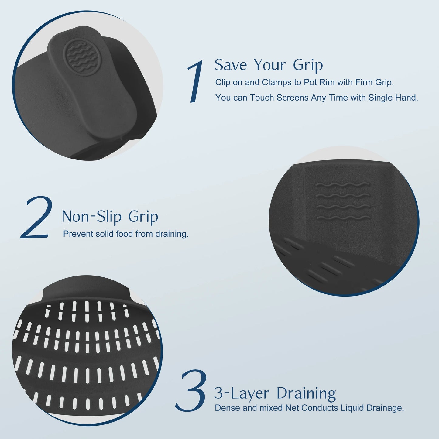 Clip-On Silicone Pot Strainer – Adjustable Kitchen Colander