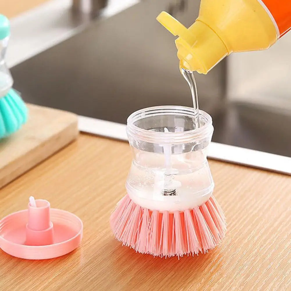 Soap Dispensing Dish Brush – Refillable Kitchen Scrubber