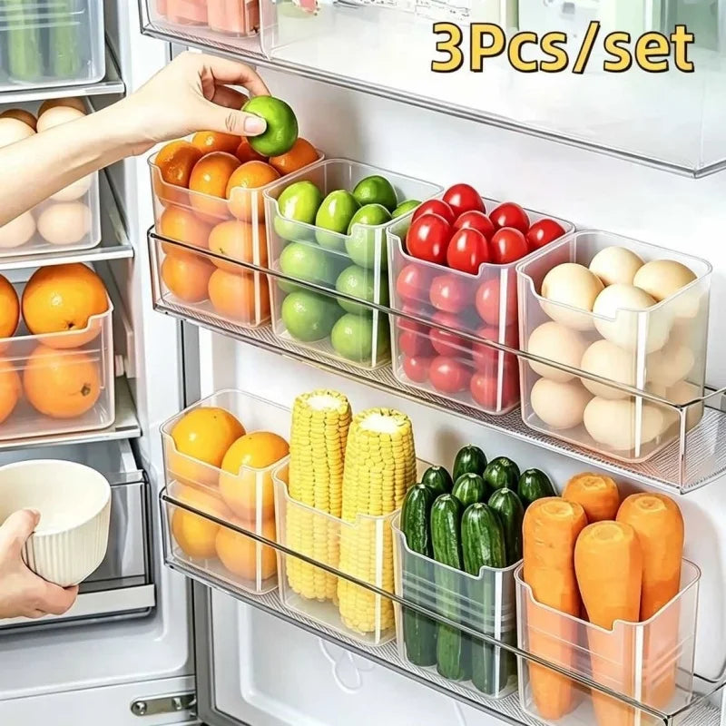 Clear Fridge Storage Bins – BPA-Free Food Organiser Set of 3