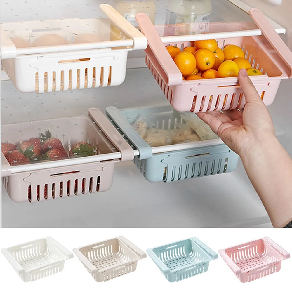 Expandable Refrigerator Storage Drawer – Hanging Fridge Organizer Bin