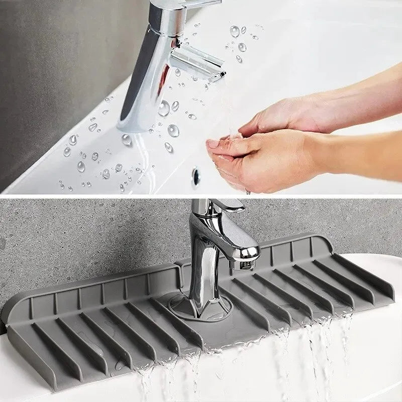 Silicone Faucet Mat – Fast-Drain Sink Splash Guard & Drying Tray