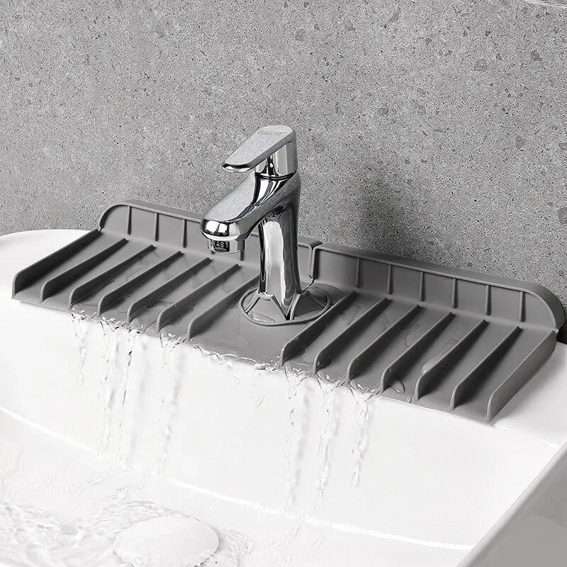 Silicone Faucet Mat – Fast-Drain Sink Splash Guard & Drying Tray