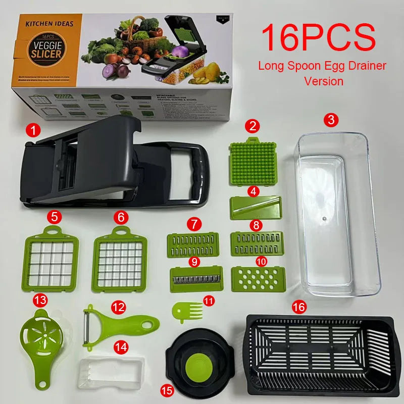 16-in-1 Multifunction Vegetable Chopper & Food Prep Set