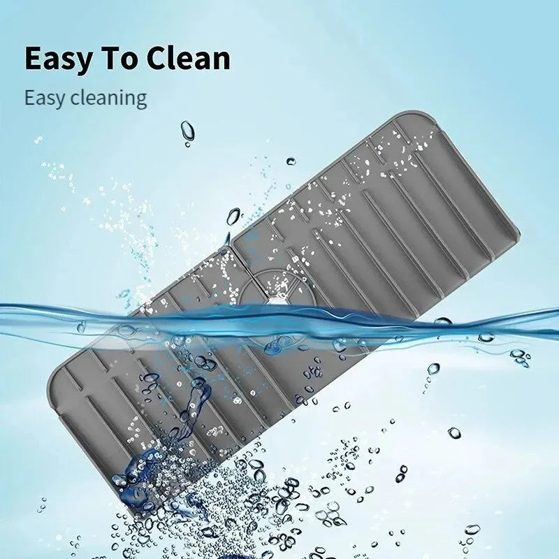 Silicone Faucet Mat – Fast-Drain Sink Splash Guard & Drying Tray