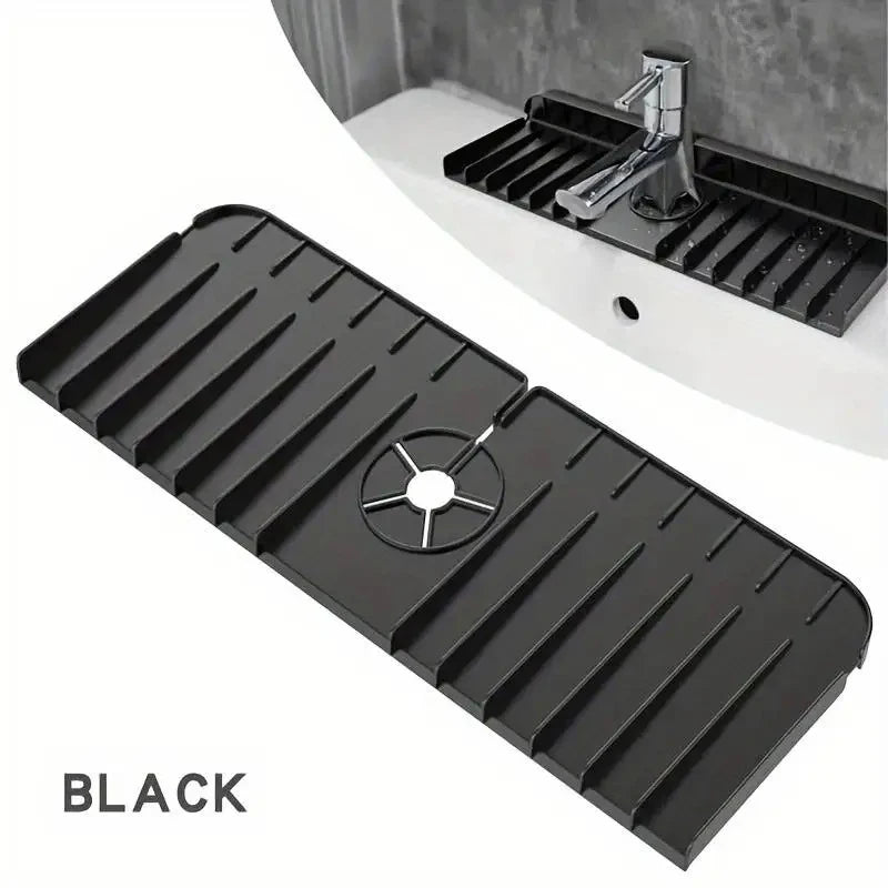 Silicone Faucet Mat – Fast-Drain Sink Splash Guard & Drying Tray