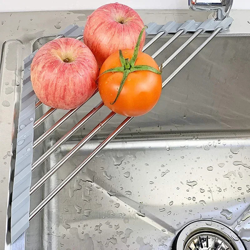 Roll-Up Corner Dish Drying Rack – Foldable Over Sink Organizer