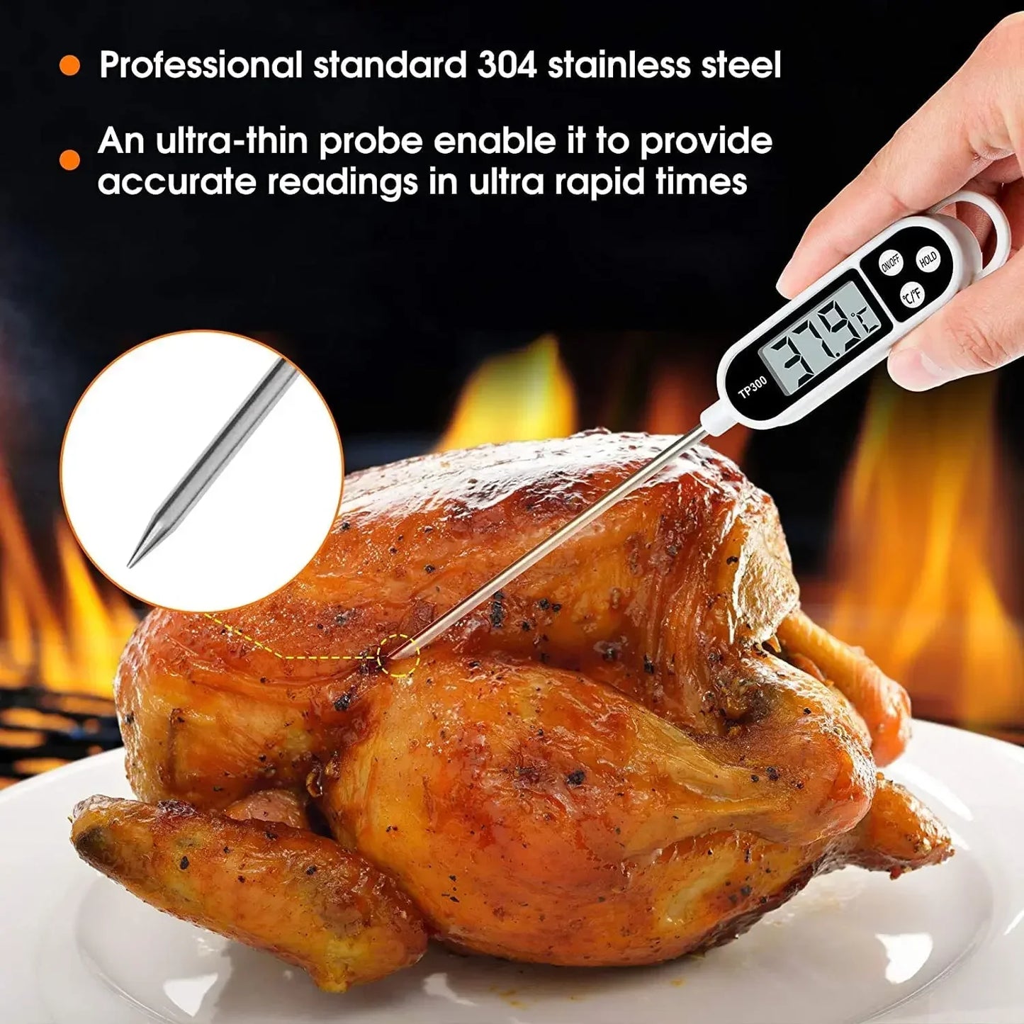 Digital Kitchen Thermometer – Instant Read Food & Meat Temperature Probe