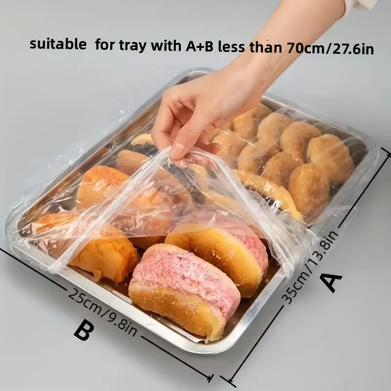 50pcs Reusable PE Elastic Food Covers - Stretchable Plastic Lids for Bread, Fruits, Snacks | Durable Transparent Seal