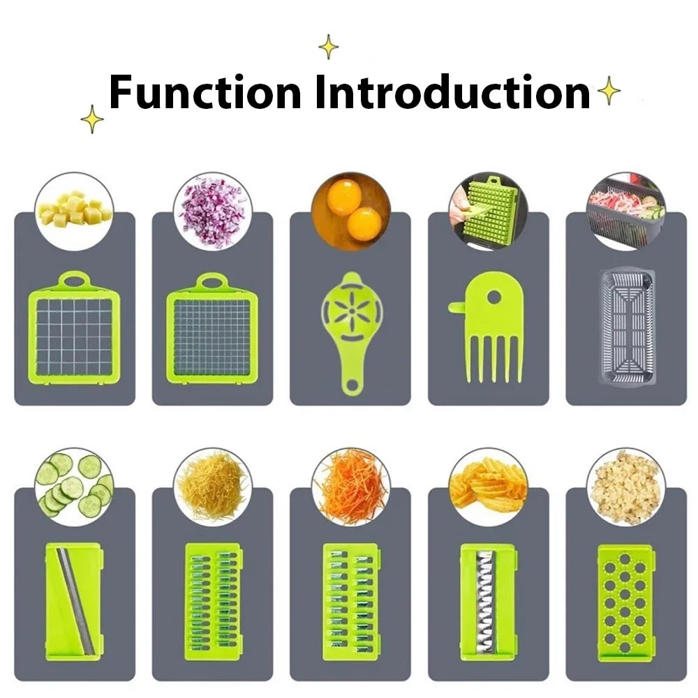 16-in-1 Multifunction Vegetable Chopper & Food Prep Set