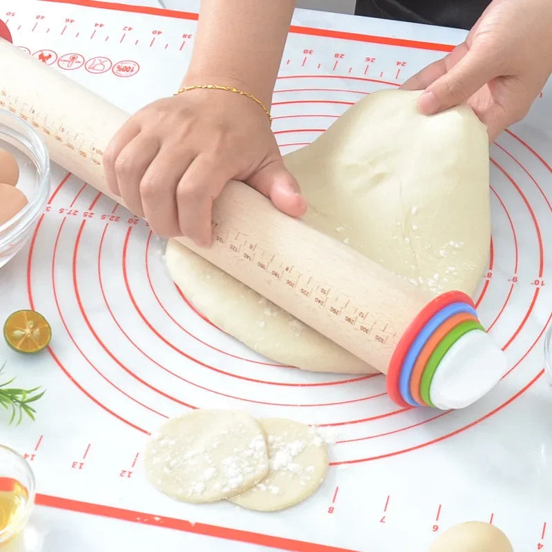 Adjustable Rolling Pin & Non-Stick Silicone Baking Mat Set